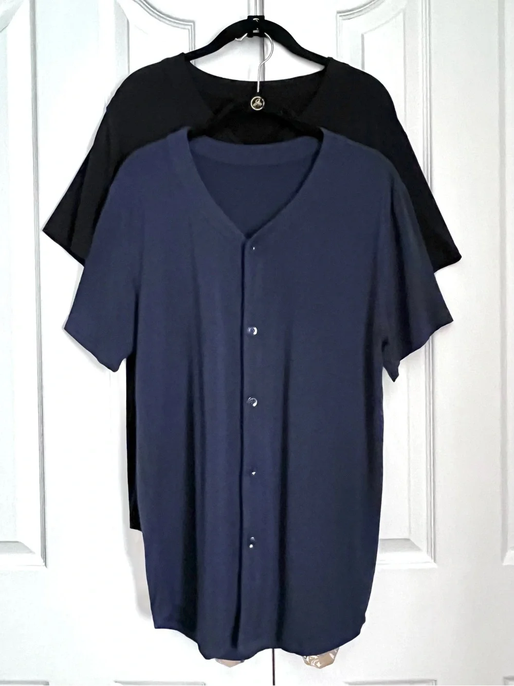 Men's Latuza Men's Bamboo Viscose Button Down Pajama Shirt (S) Navy/Black 2 Pack